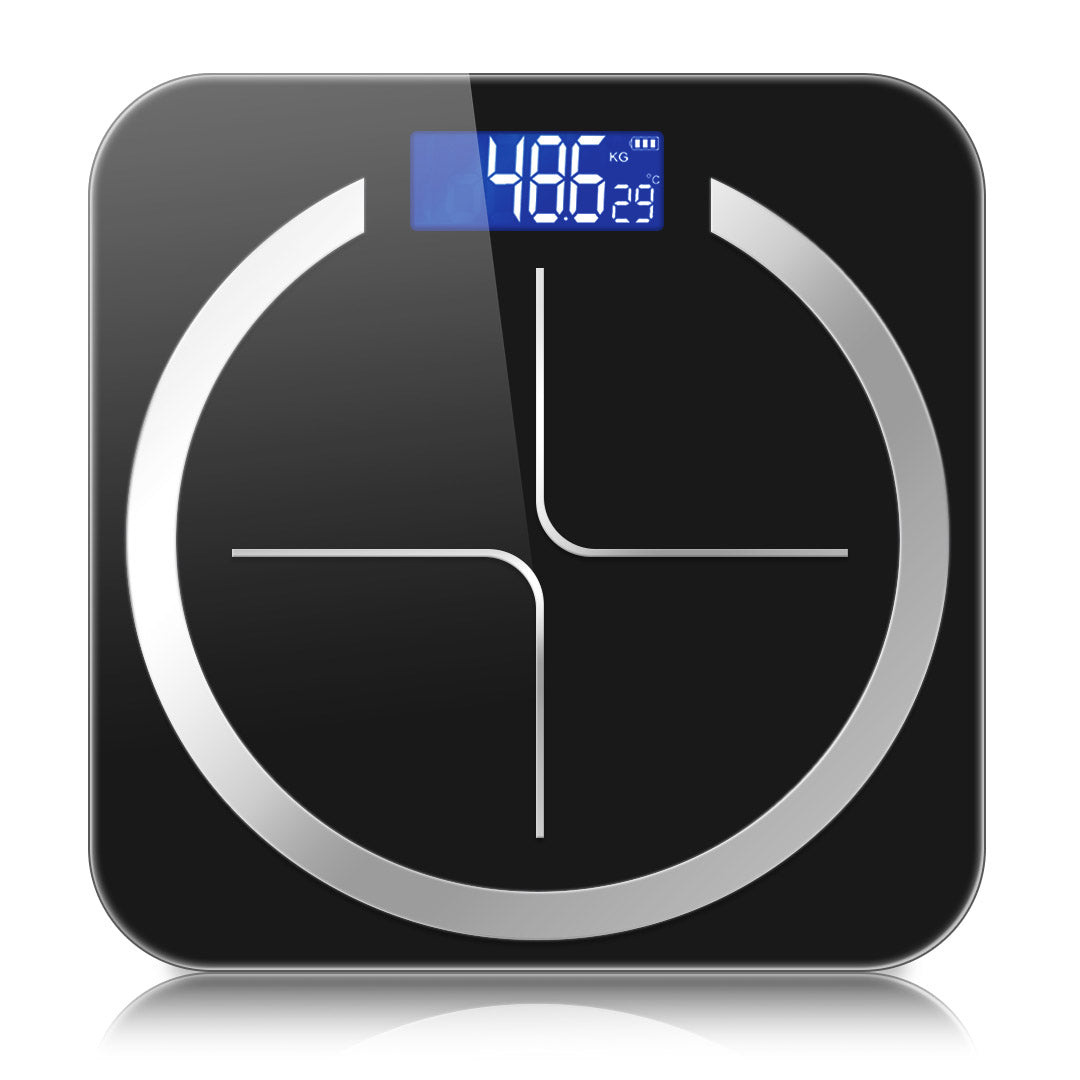 NNEAGS 180kg Glass LCD Digital Fitness Weight Bathroom Body Electronic Scales Black
