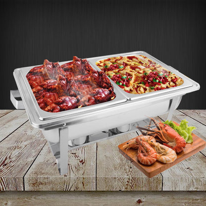 SOGA Dual Tray Stainless Steel Chafing Dish Food Warmer 4.5L