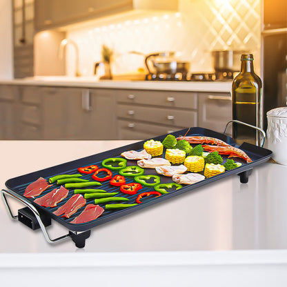 SOGA 2X 68cm Electric BBQ Grill Teppanyaki Plate Non-Stick Surface Hot Plate Kitchen 6-8 Person