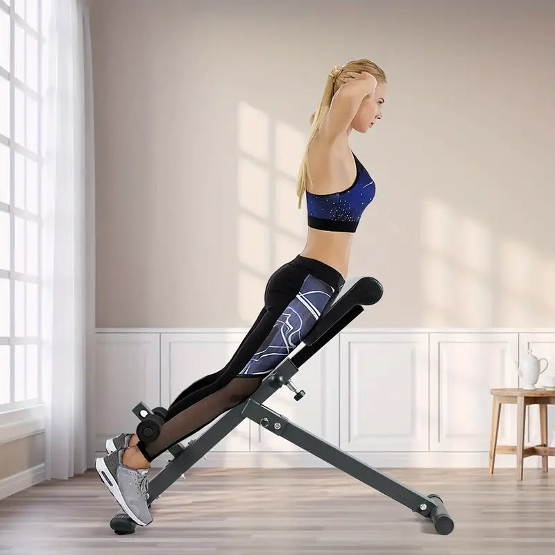 1pc Adjustable Roman Chair - Black, Waist and Abdomen Fitness Stool