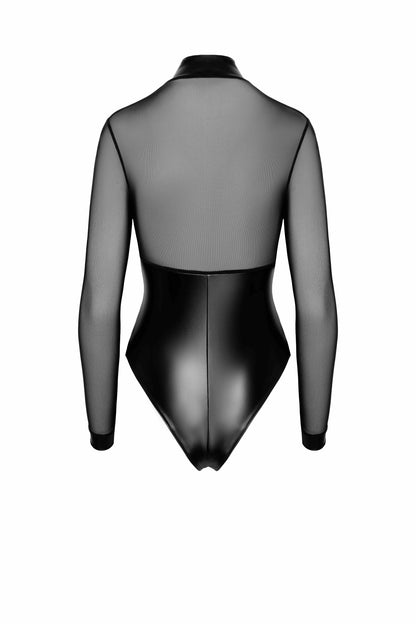 F321 Edge wetlook and mesh body with rings - 3XL