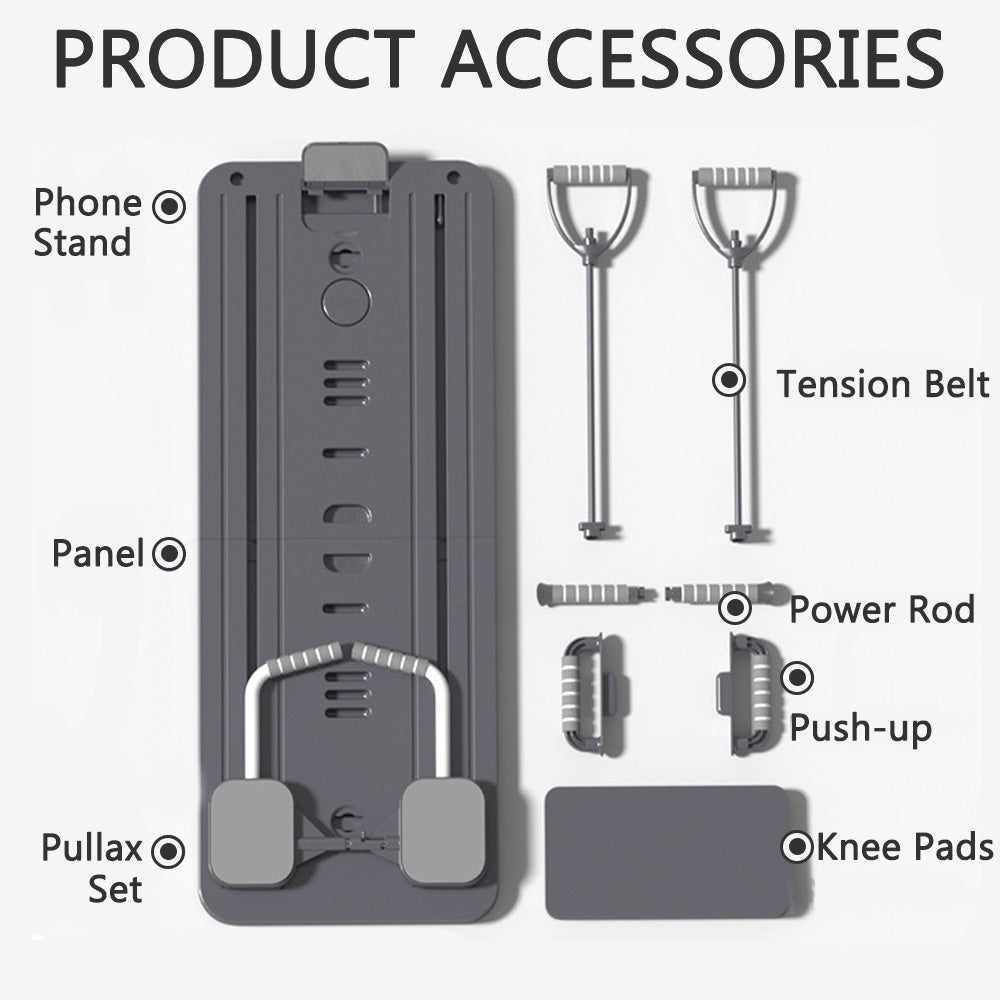 8-in-1 Foldable Pilates Board with Resistance Bands & Kneeling Mat – Full Body Home Fitness Trainer